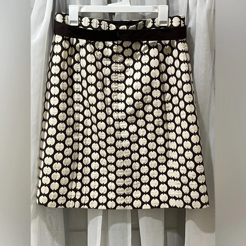 Tory Burch Black and Cream Polka Dot Pencil Skirt